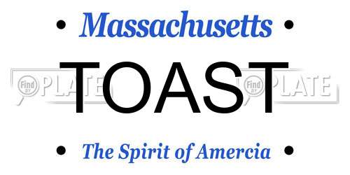 TOAST Massachusetts License Plate