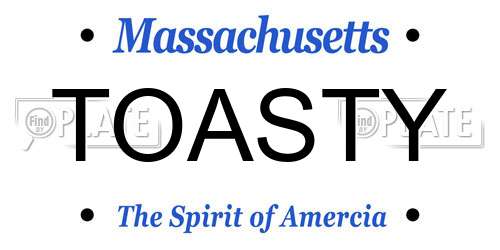 TOASTY Massachusetts License Plate