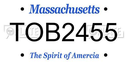 TOB2455 Massachusetts License Plate