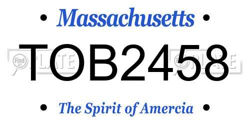 TOB2458 Massachusetts License Plate