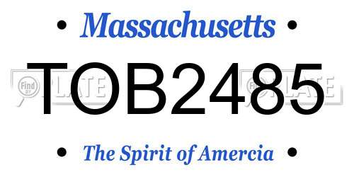 TOB2485 Massachusetts License Plate