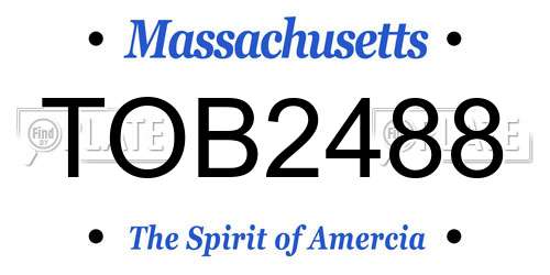 TOB2488 Massachusetts License Plate