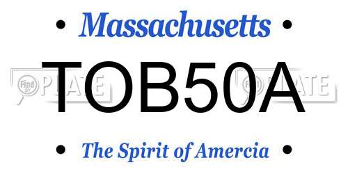 TOB50A Massachusetts License Plate