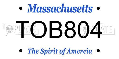 TOB804 Massachusetts License Plate