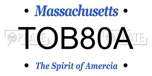 TOB80A Massachusetts License Plate