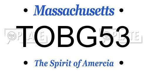 TOBG53 Massachusetts License Plate