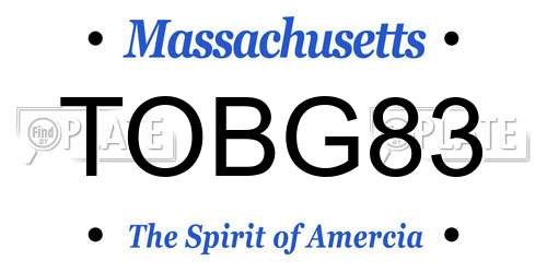 TOBG83 Massachusetts License Plate