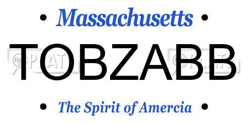 TOBZABB Massachusetts License Plate