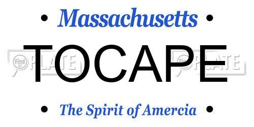 TOCAPE Massachusetts License Plate