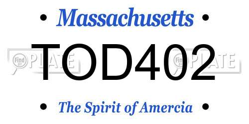 TOD402 Massachusetts License Plate