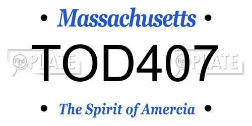 TOD407 Massachusetts License Plate