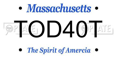 TOD40T Massachusetts License Plate