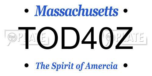 TOD40Z Massachusetts License Plate