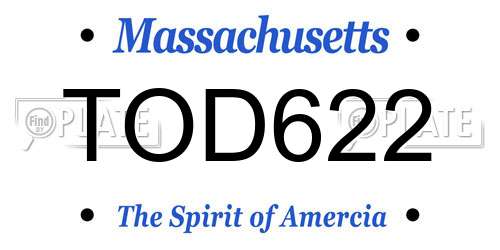 TOD622 Massachusetts License Plate