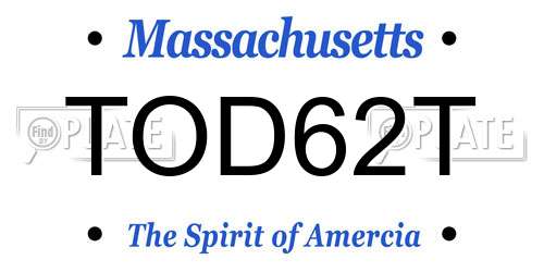 TOD62T Massachusetts License Plate
