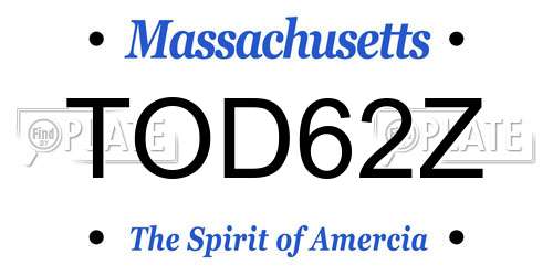 TOD62Z Massachusetts License Plate