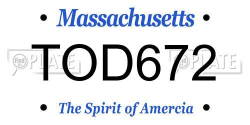 TOD672 Massachusetts License Plate