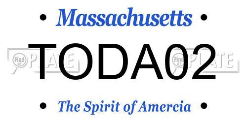 TODA02 Massachusetts License Plate