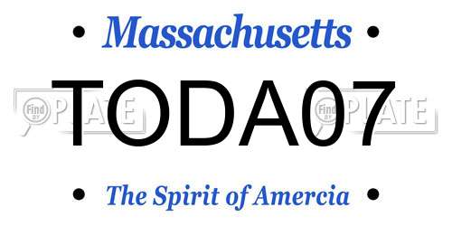 TODA07 Massachusetts License Plate