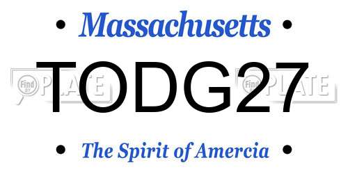 TODG27 Massachusetts License Plate