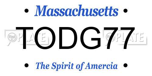 TODG77 Massachusetts License Plate