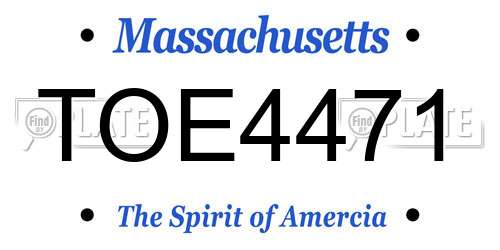 TOE4471 Massachusetts License Plate