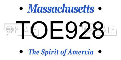 TOE928 Massachusetts License Plate