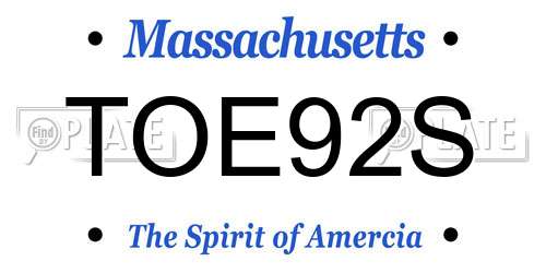 TOE92S Massachusetts License Plate