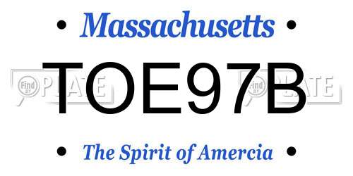 TOE97B Massachusetts License Plate