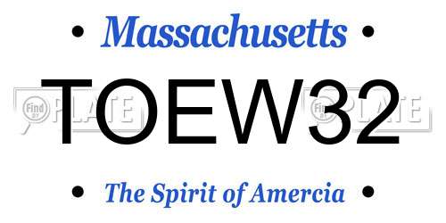 TOEW32 Massachusetts License Plate