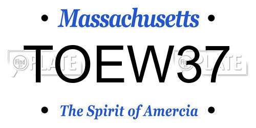 TOEW37 Massachusetts License Plate
