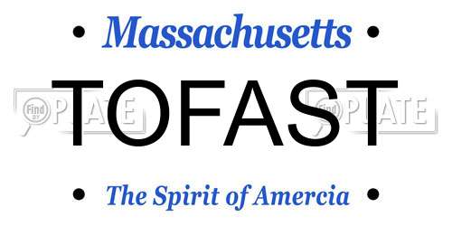 TOFAST Massachusetts License Plate