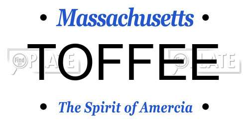 TOFFEE Massachusetts License Plate