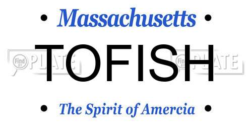 TOFISH Massachusetts License Plate