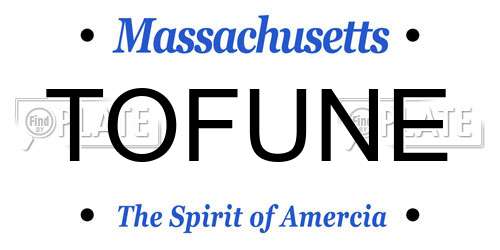 TOFUNE Massachusetts License Plate