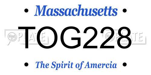 TOG228 Massachusetts License Plate