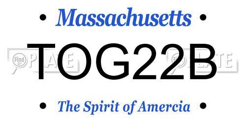 TOG22B Massachusetts License Plate