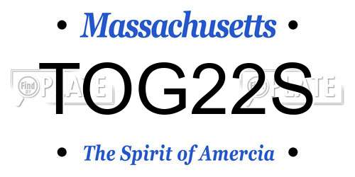 TOG22S Massachusetts License Plate