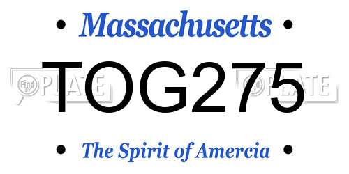 TOG275 Massachusetts License Plate