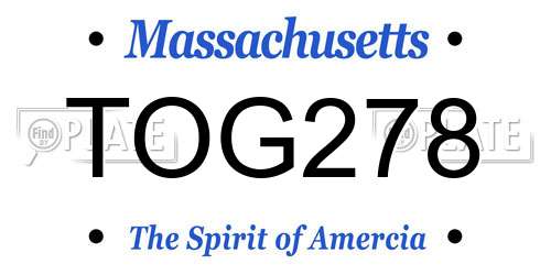 TOG278 Massachusetts License Plate