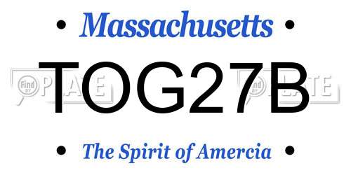 TOG27B Massachusetts License Plate