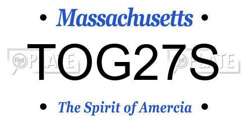 TOG27S Massachusetts License Plate