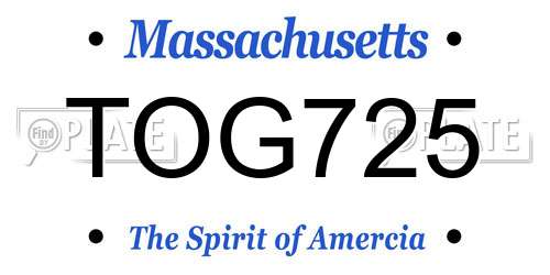 TOG725 Massachusetts License Plate