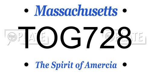 TOG728 Massachusetts License Plate