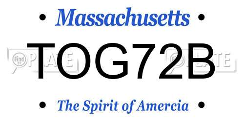 TOG72B Massachusetts License Plate