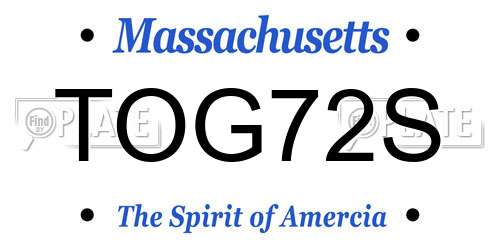 TOG72S Massachusetts License Plate