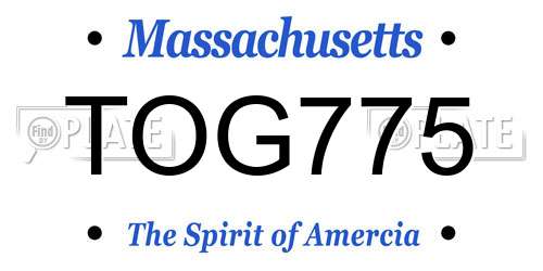 TOG775 Massachusetts License Plate