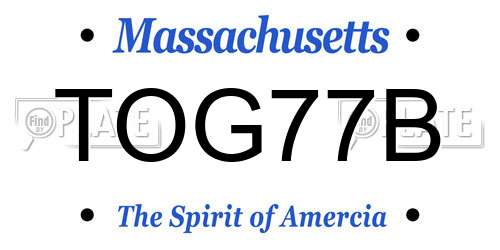 TOG77B Massachusetts License Plate