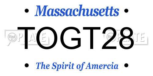 TOGT28 Massachusetts License Plate