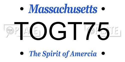TOGT75 Massachusetts License Plate